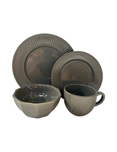 JUEGO VAJILLA 16PCS 27/22/15/415ML TEXTURA GRIS JUEGO VAJILLA 16PCS 27/22/15/415ML TEXTURA GRIS