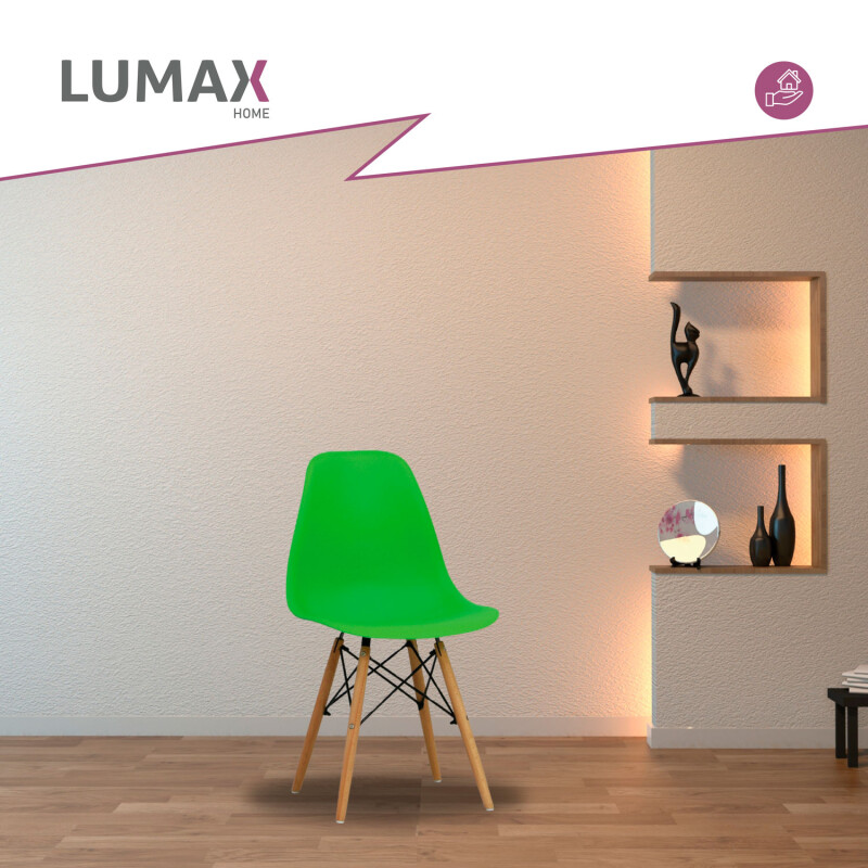 Pack 4 Sillas De Comedor Eames Lumax De Diseño Moderno Con Patas De Madera Verde