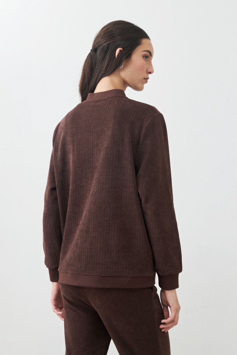 Bomber c/ textura acanalada chocolate