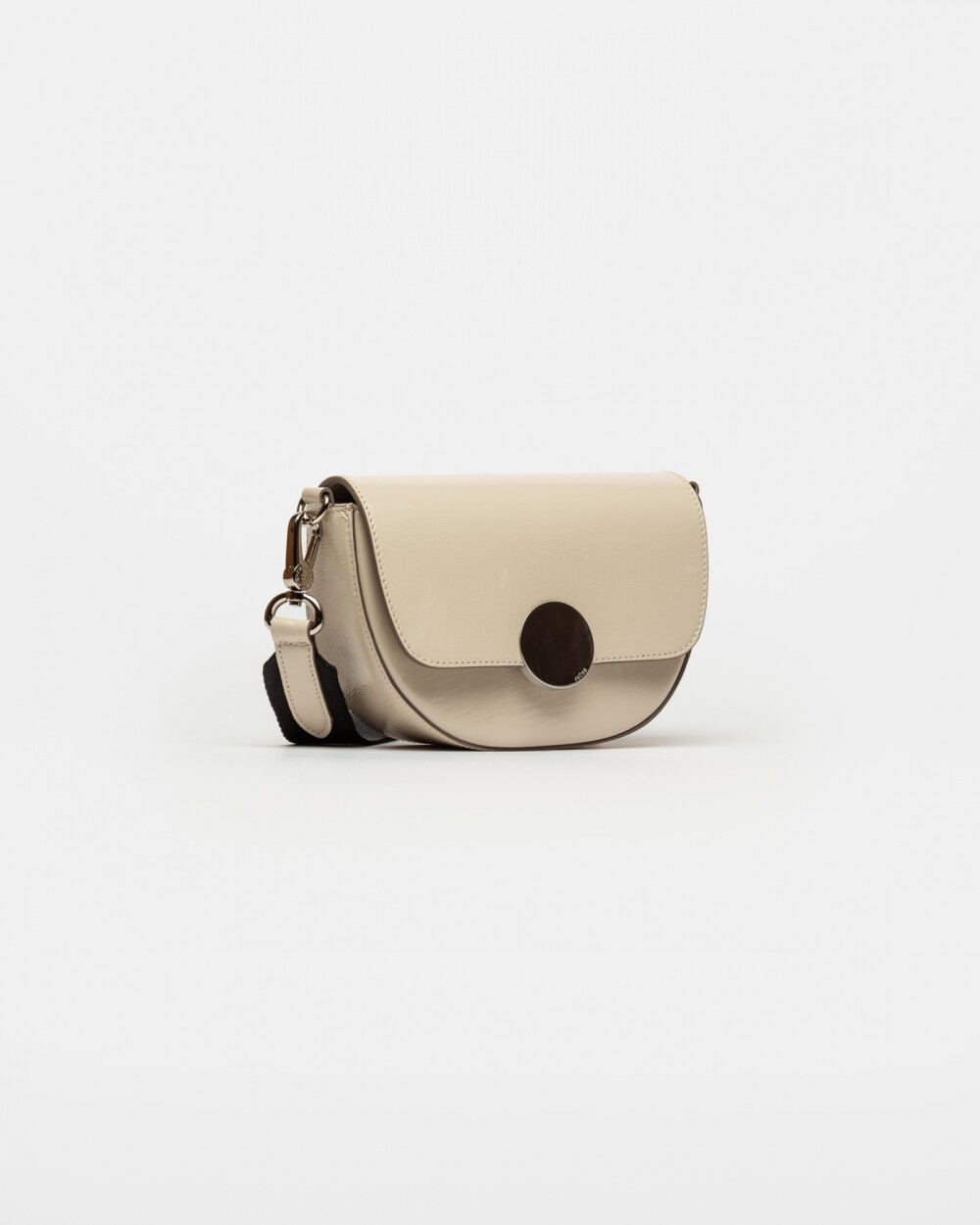 Mini Bag The Circle En Cuero Charol Arrugado Natural