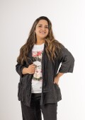 Conjunto blazer y palazo 100% lino Made in Italy Negro