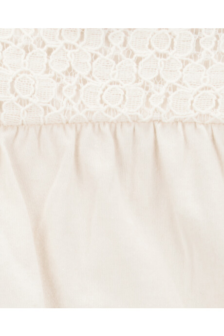 Set dos piezas de algodón, pantalón y body con encaje, diseño floral Sin color