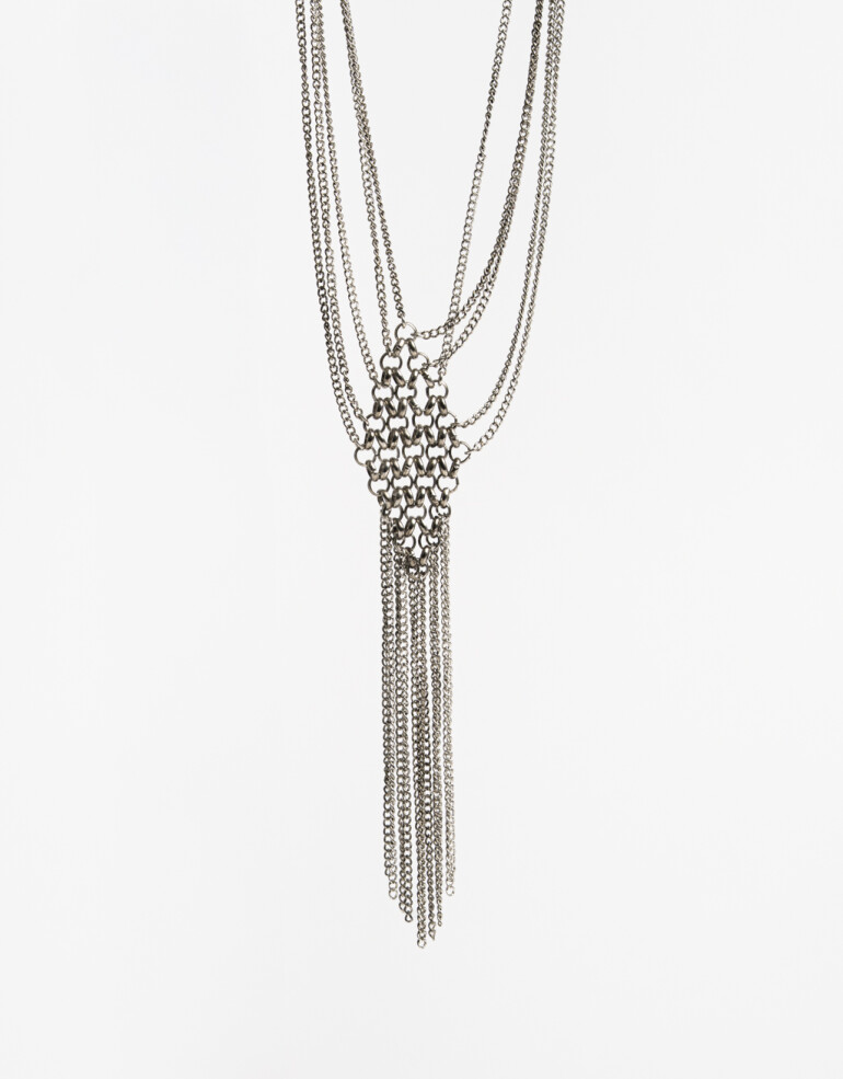 Collares Largos Metal Collar Largo Mesh Metálico - Plateado Antique Silver