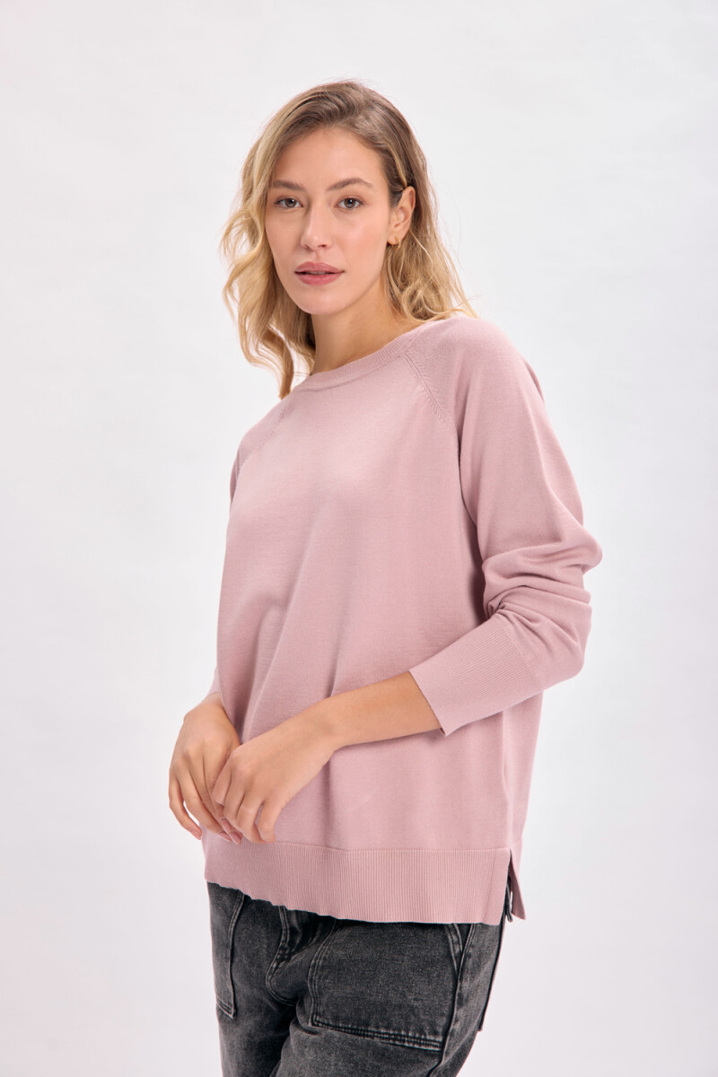 Buzo básico cuello redondo Rosa