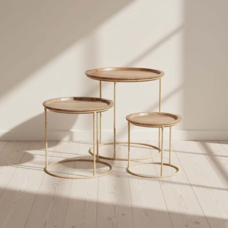 MESAS DE ARRIME MADERA NATURAL-BEIGE MANGO NATURAL