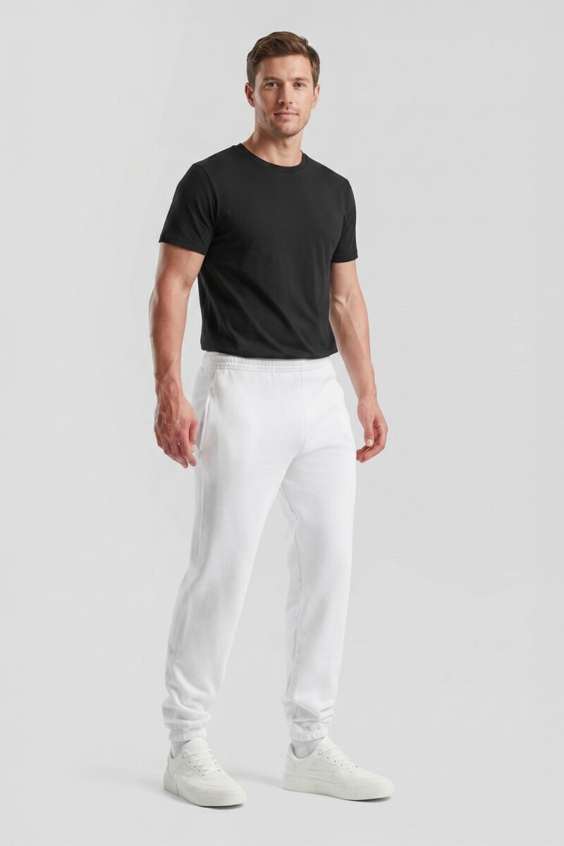 Pantalón dep clásico c/puños elásticos - UNISEX - Blanco 