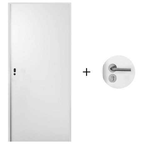 Puerta Desarmada Interior en MDF con Marco y Cerradura Lumax Blanca lisa Herraje Plateado