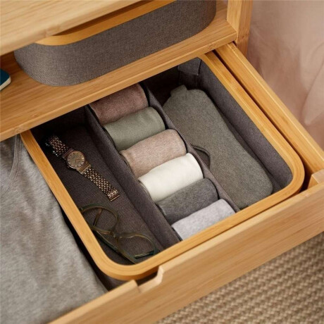 Organizador Plegable 3 Comp 30X30X9Cm Ex Tela Gris