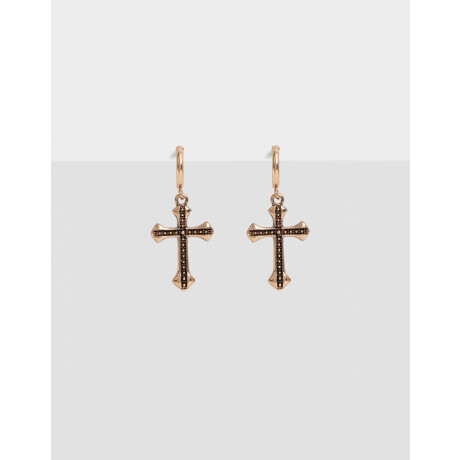 Aros Argollas Con cruz Dorado