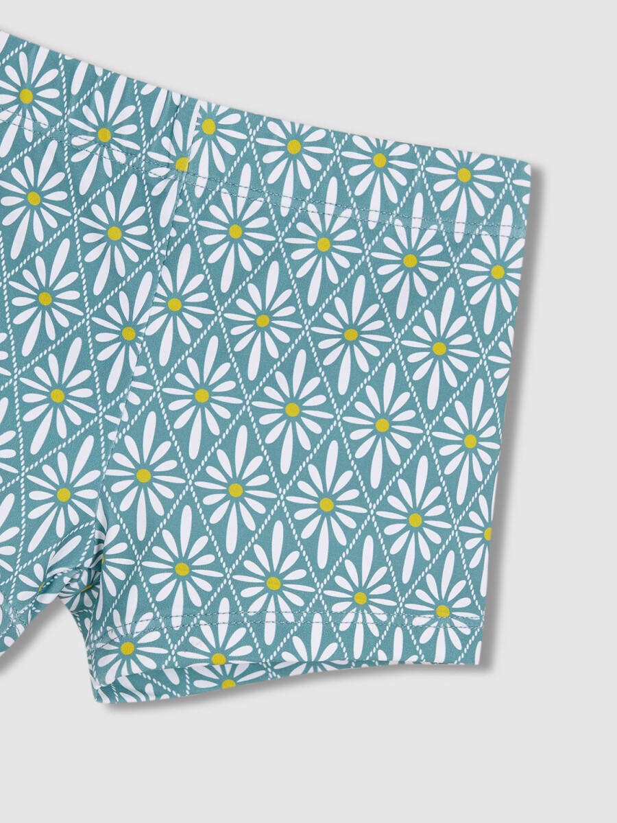 Bañador De Estampado Flor Geometrica Azul Claro