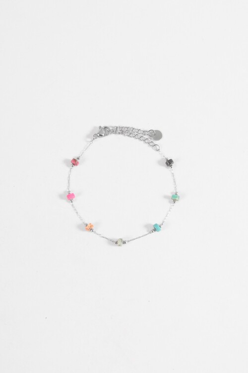 Pulsera piedras acero plateado