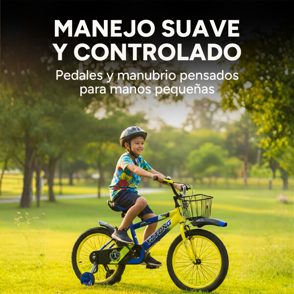 Bicicleta Infantil Yjtong R18 Canasto Parrilla Guardabarros Azul 1