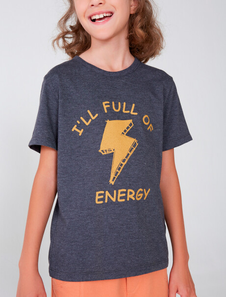 CAMISETA DE NIÑO MANGA CORTA ESTAMPADA GRIS OSCURO