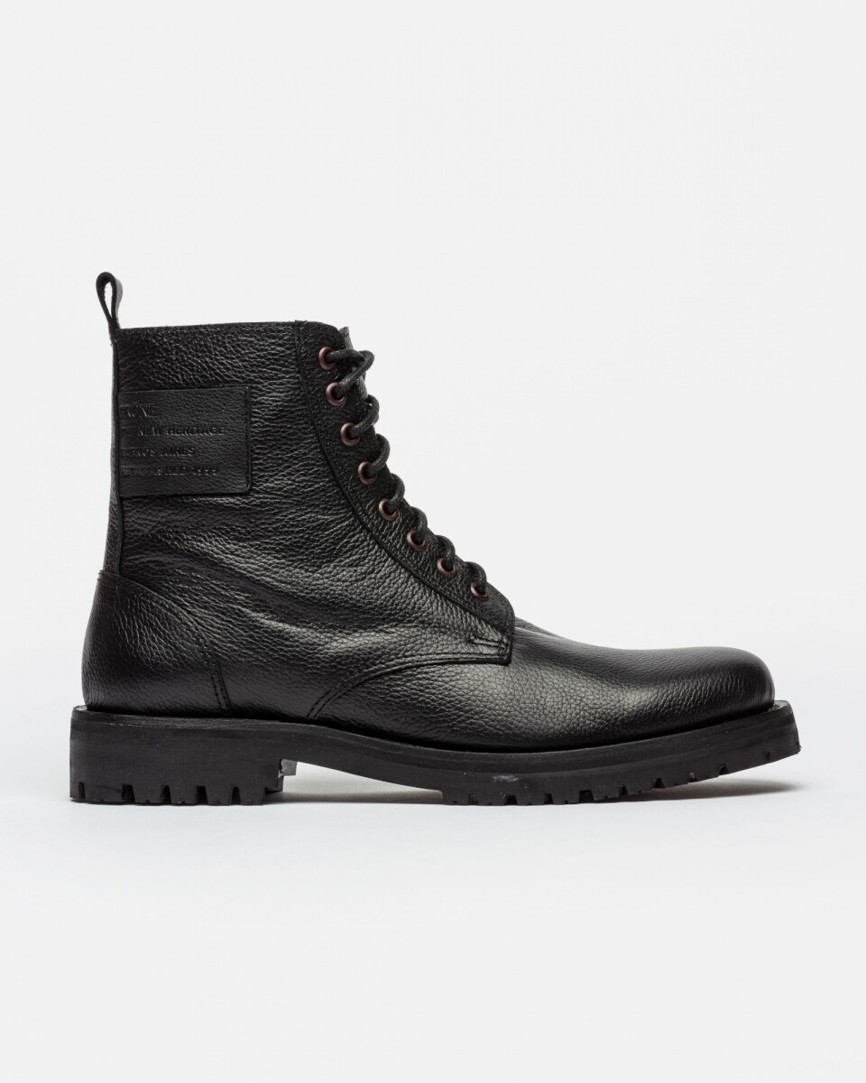 Borcego Paul En Cuero Graneado - Negro 