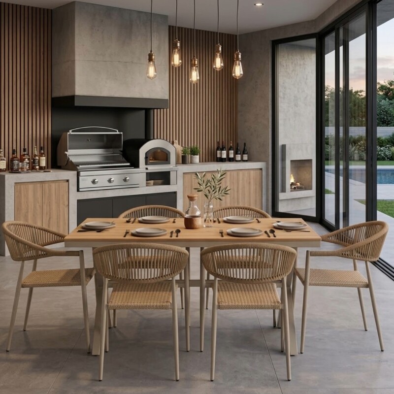JGO DE MESA BEIGE P/JARDIN 7PZAS Unica