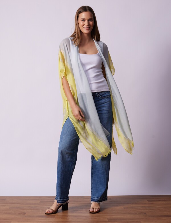 Kimono Lineas MULTI/CELESTE