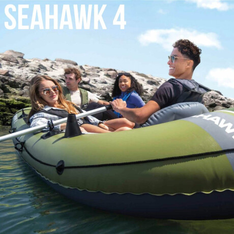 Bote Intex Gomón Inflable 4 Personas + Remo +inflador 2