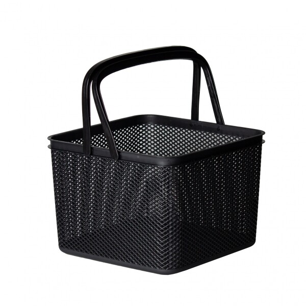 CESTO LINEA CON ASA CUADRADO NEGRO 27X27X20 CM. NEGRO