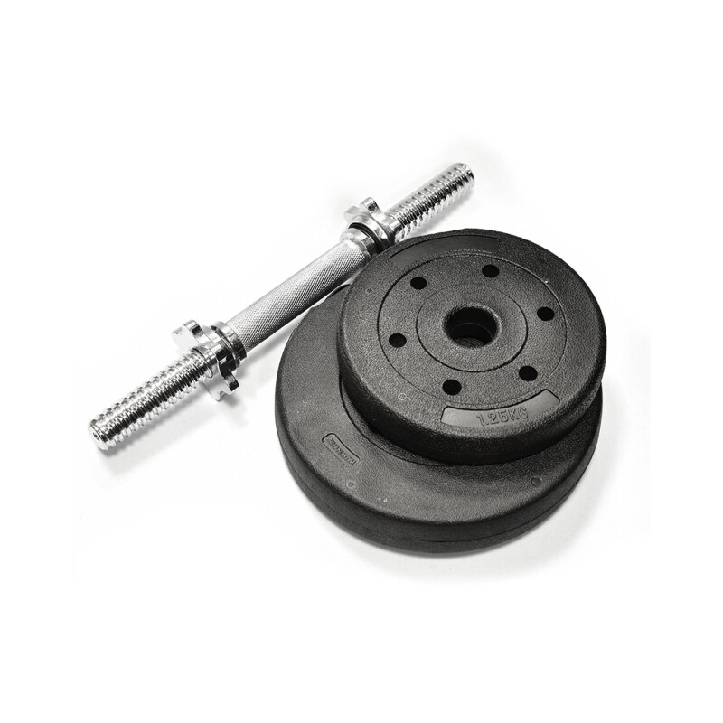 Kit 1 mancuernas cromadas + 10 kgs de pesas 4x2.5Kg