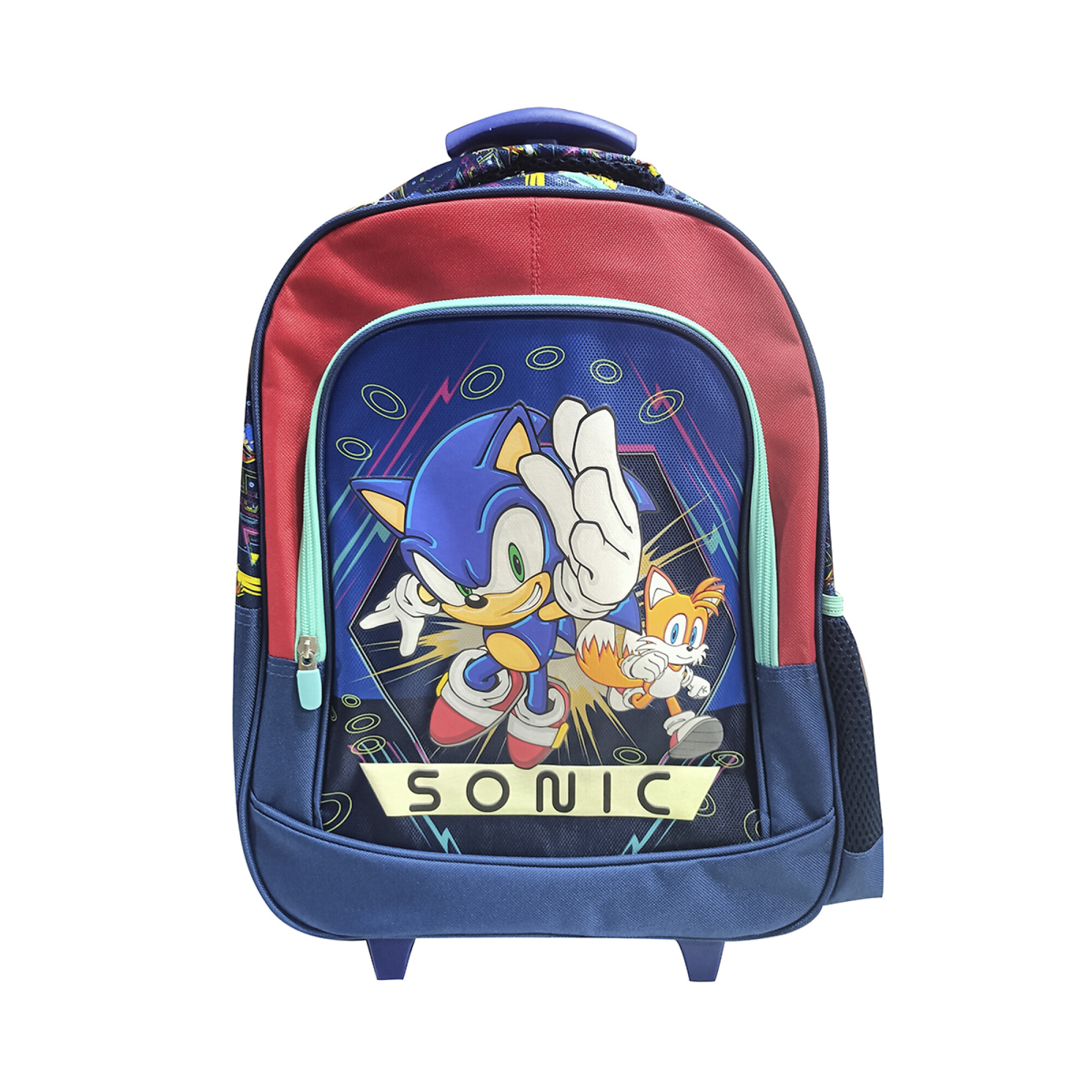 Mochila Infantil Sonic con Carro Jacquard Grande 40 x 30 cm - AZUL/ROJO ...