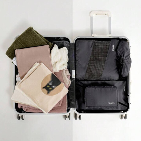 Set de 6 organizadores de ropa para viaje Negro