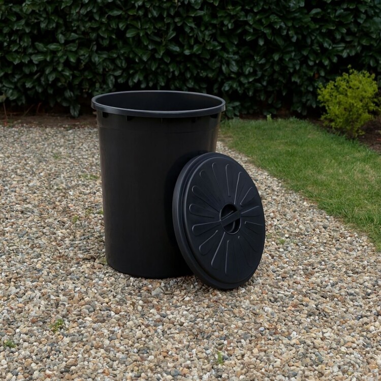 PAPELERA TACHO BASURA 48 LITROS NEGRO NEGRO