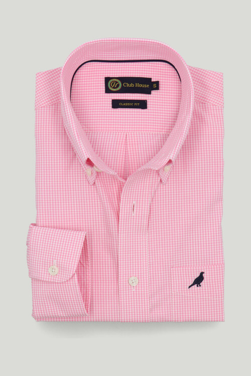 Camisa Button Down classic fit Cuadros rosa