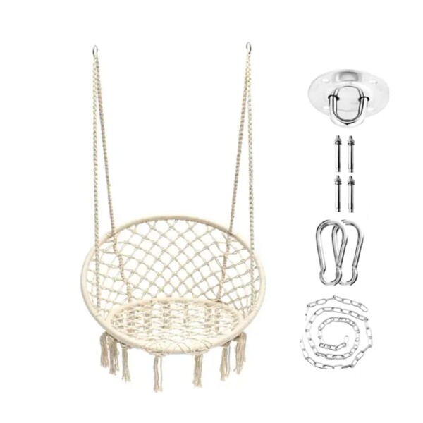 Hamaca Paraguaya Silla Colgante Redonda Interior Exterior Jardin Patio Imback Color Blanco Hamaca Paraguaya Silla Colgante Redonda Interior Exterior Jardin Patio Imback Color Blanco
