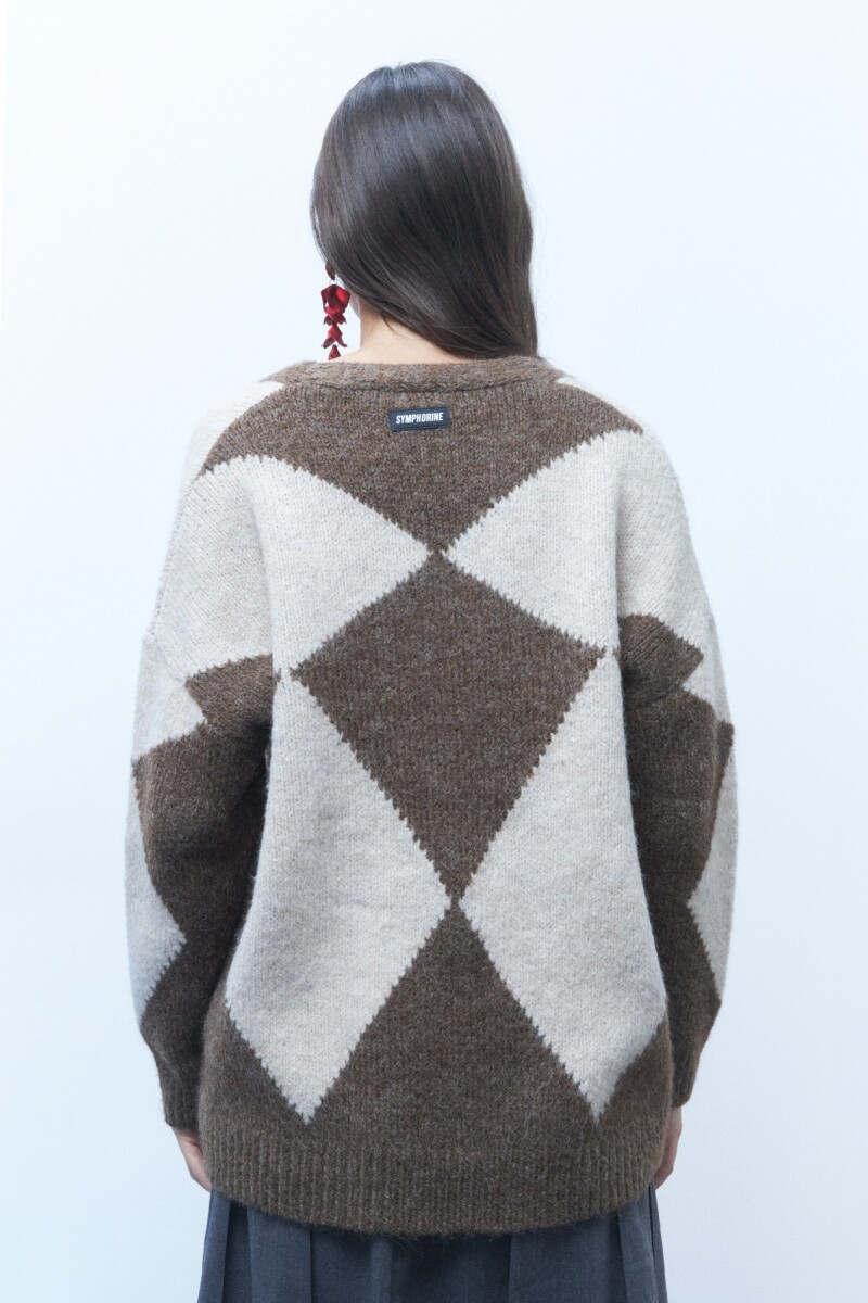 Cardigan rombos marrón