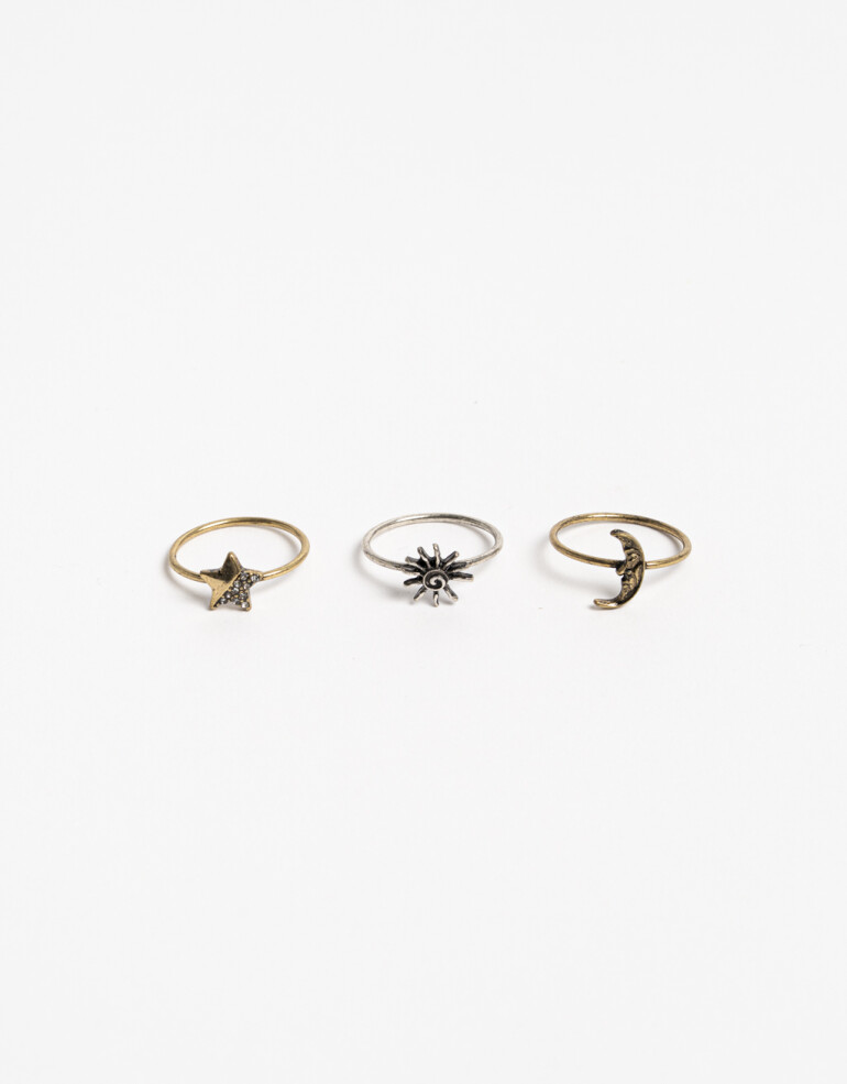Sets Anillos Strass Sets Anillos Místicos - Plateado Antique Silver