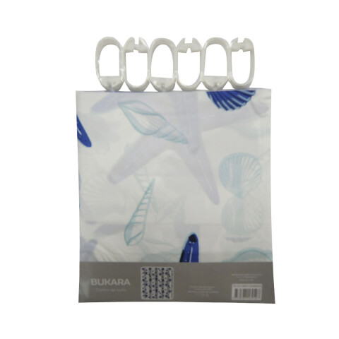 Cortina Baño Bukara con Argollas 180 x 180 cm 322 ESTRELLA AZUL