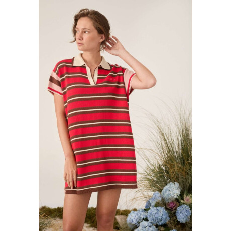 Vestido Sun Rojo Y Chocolate
