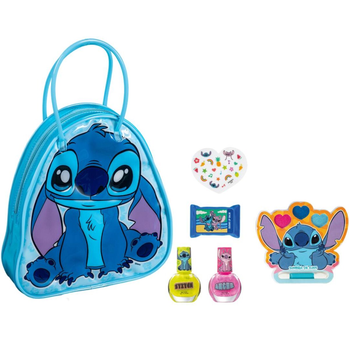 Set Disney 2 esmaltes + Lip balm + Sombra + Stickers - Stitch 