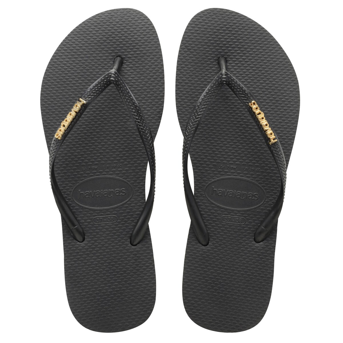 Sandalias de Mujer Havaianas Slim Logo Metallic Havaianas - Negro - Dorado 