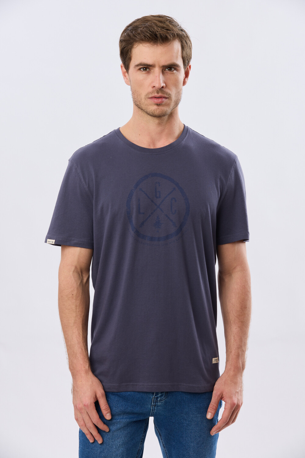 REMERA ESTAMPADA DE ALGODÓN Azul