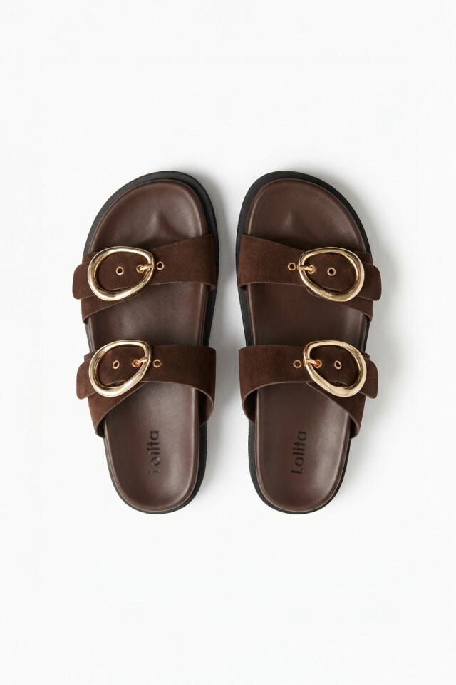 Sandalia con hebillas chocolate