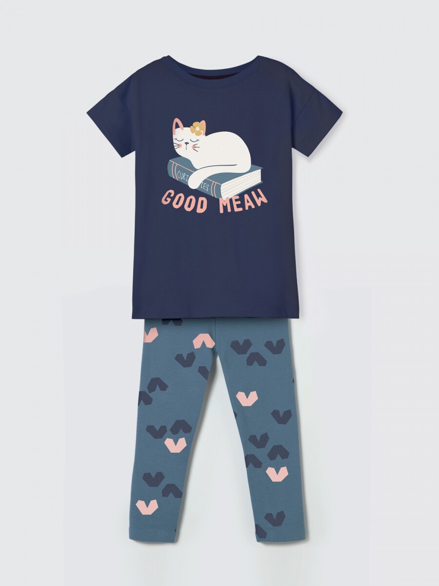 CONJUNTO DE NIÑA CON CALZA  - AZUL 