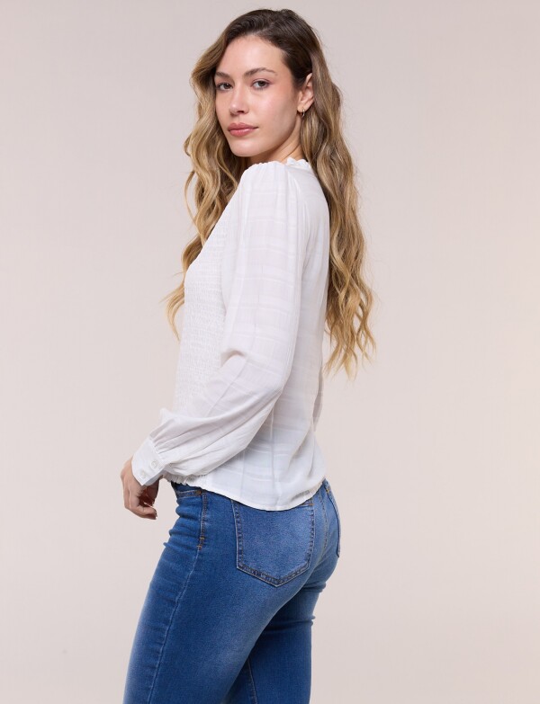Blusa Smocked Escote V CRUDO