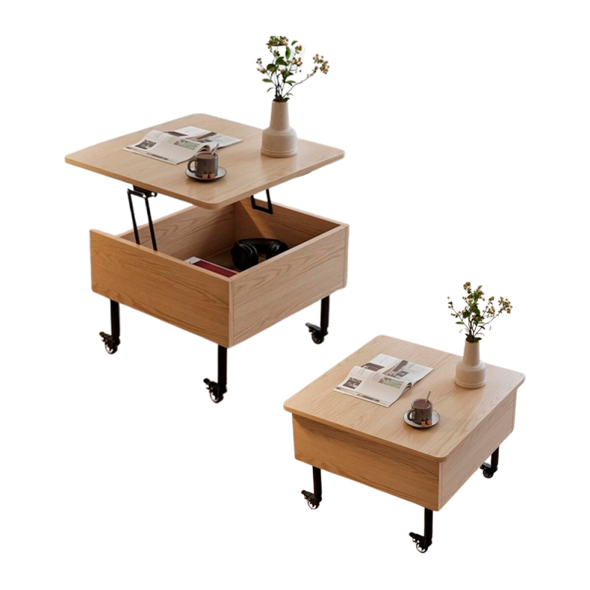 Mesa Ratona Auxiliar con Elevación 55cm con Ruedas 118-1 - NATURAL 