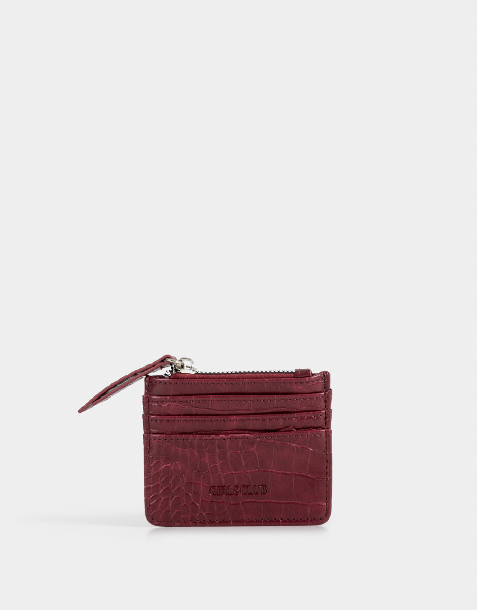 Tarjetero De Cuerina Burgundy 