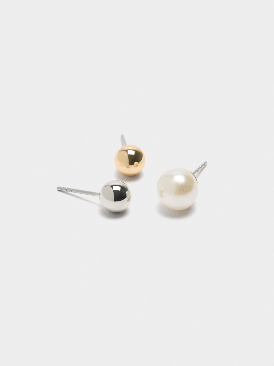 Pendientes De Esferas Bicolor Y Perlas bicolor