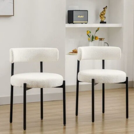 Juego De Comedor 4 Sillas Boucle + Mesa Tulip Mesa en negro
