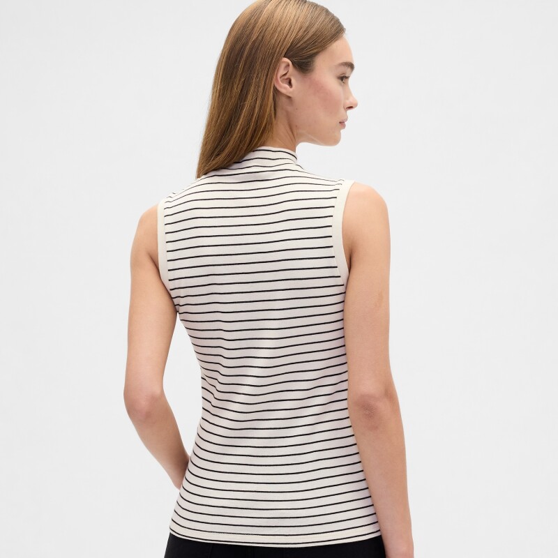 V-SL MOCKNECK TANK STRIPE BLACK CHINO STRIPE