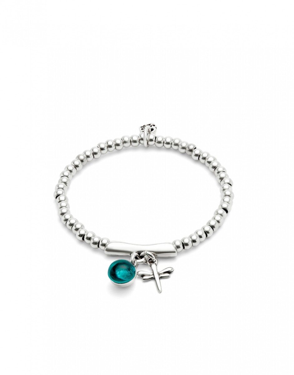PULSERA EN ALEACIÓN DE METALES BAÑADAS EN PLATA DE LEY Y CRISTAL DE MURANO VERDE - Pulsera 