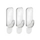 Gancho rectangular x3 de cristal con adhesivo P TRANSPARENTE
