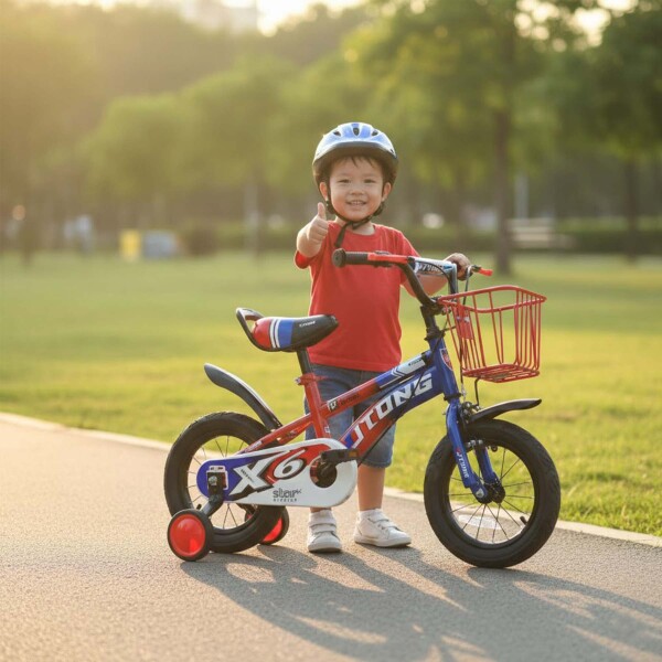 Bicicleta Infantil Yjtong Rod 12 Canasto Parrilla Rueditas Rojo 1