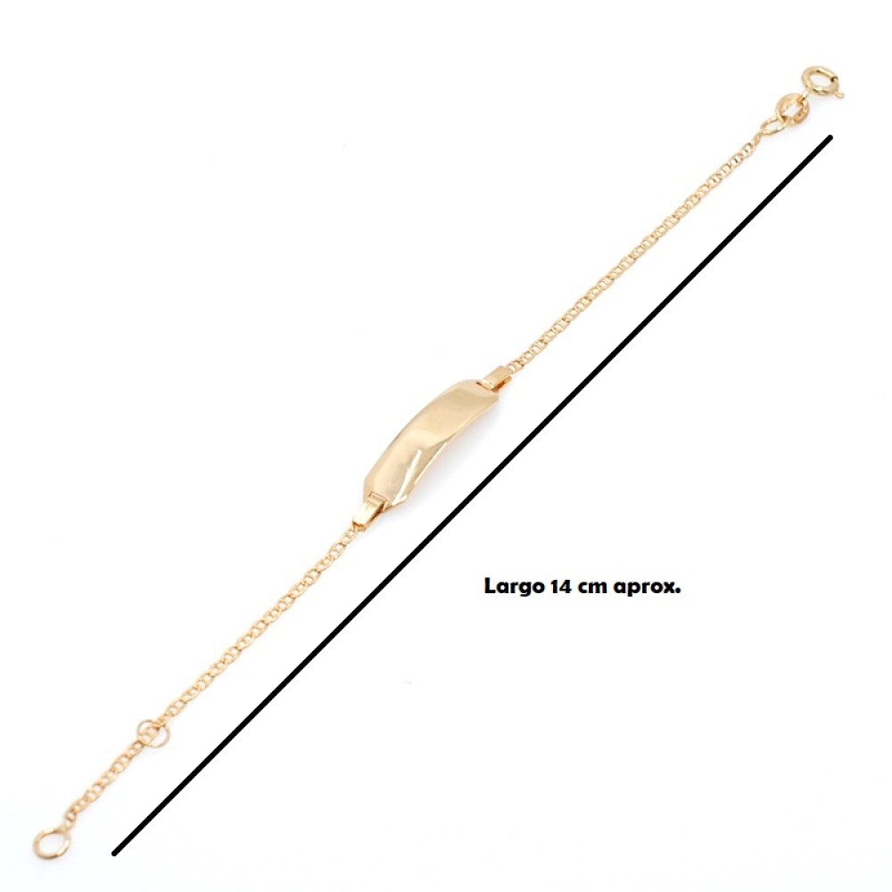 Pulsera para bebé en oro 18k con placa de identidad Pulsera para bebé en oro 18k con placa de identidad