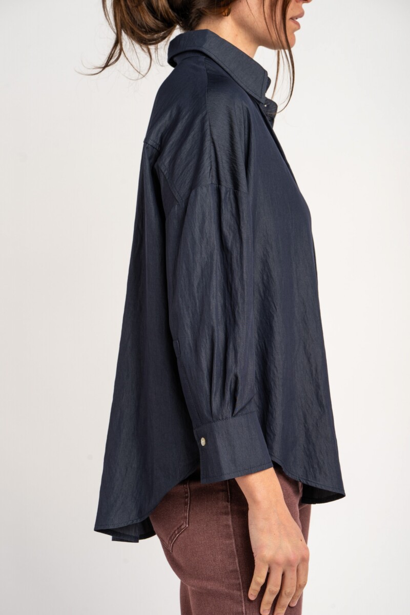 Camisa Con Bolsillo Delantero Denim