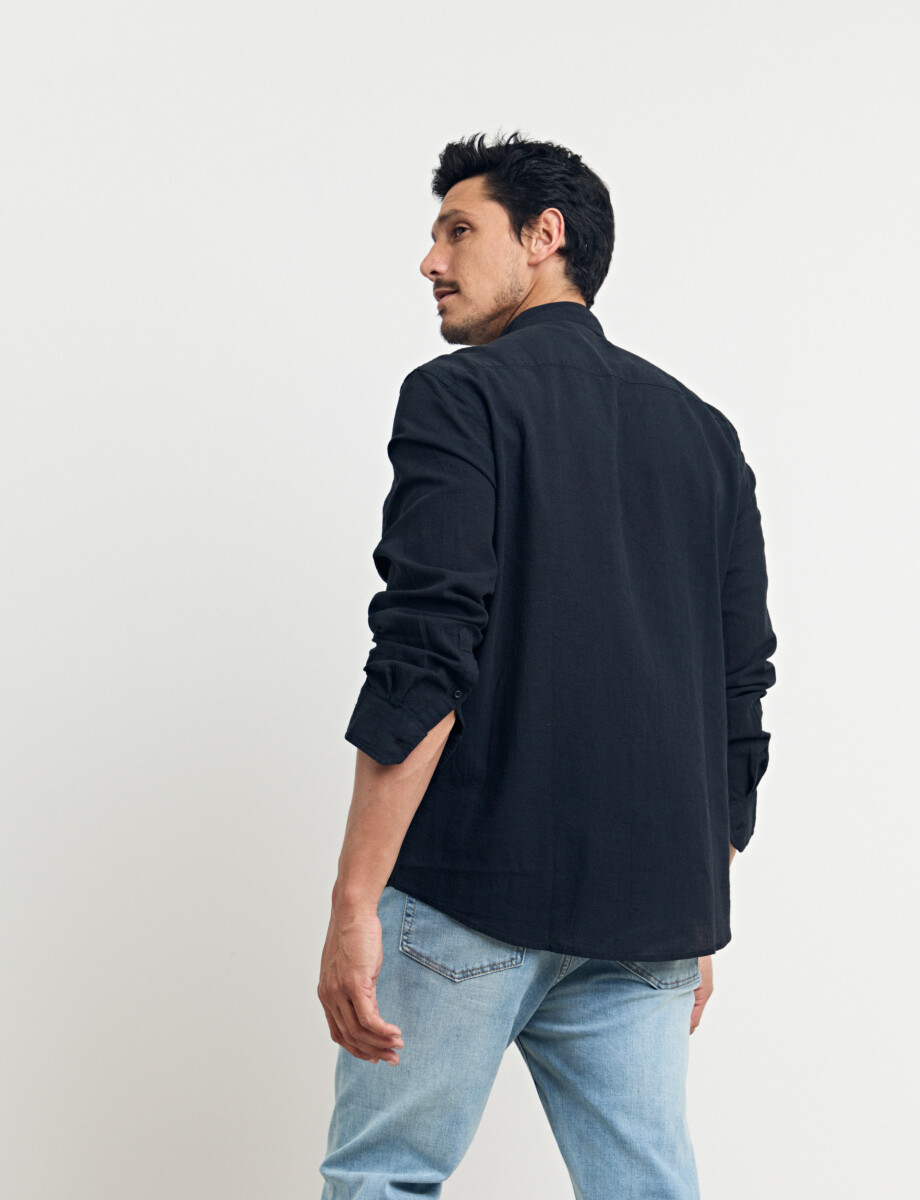 011954 CAMISA HARRINGTON LABEL LINO Negro