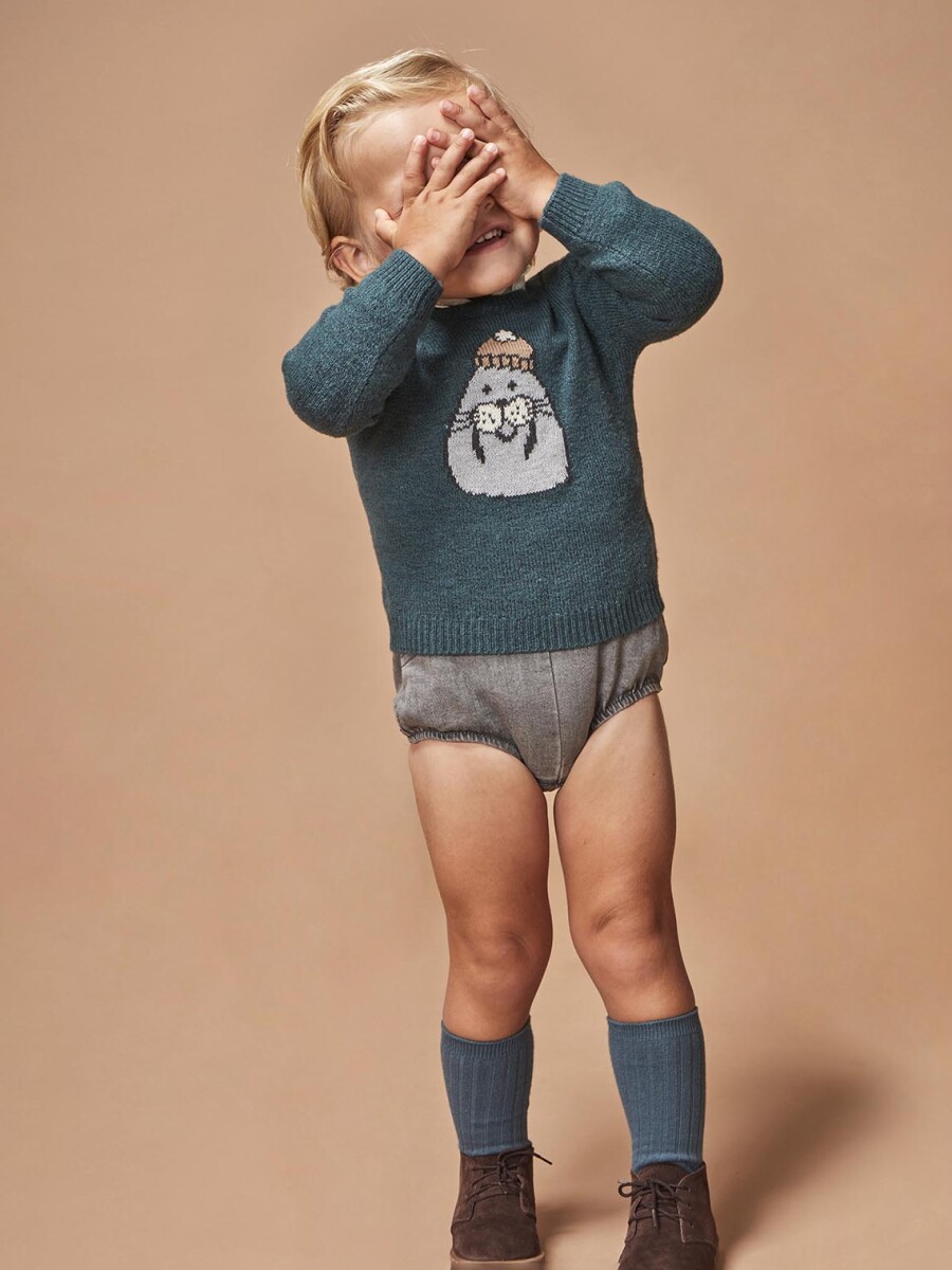 Jersey Con Intarsia Petroleo Melange